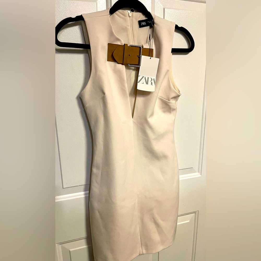 Zara Cream Sleeveless buckle Dress size S